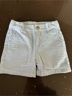 Janie and Jack Light Blue and White Seersucker Shorts